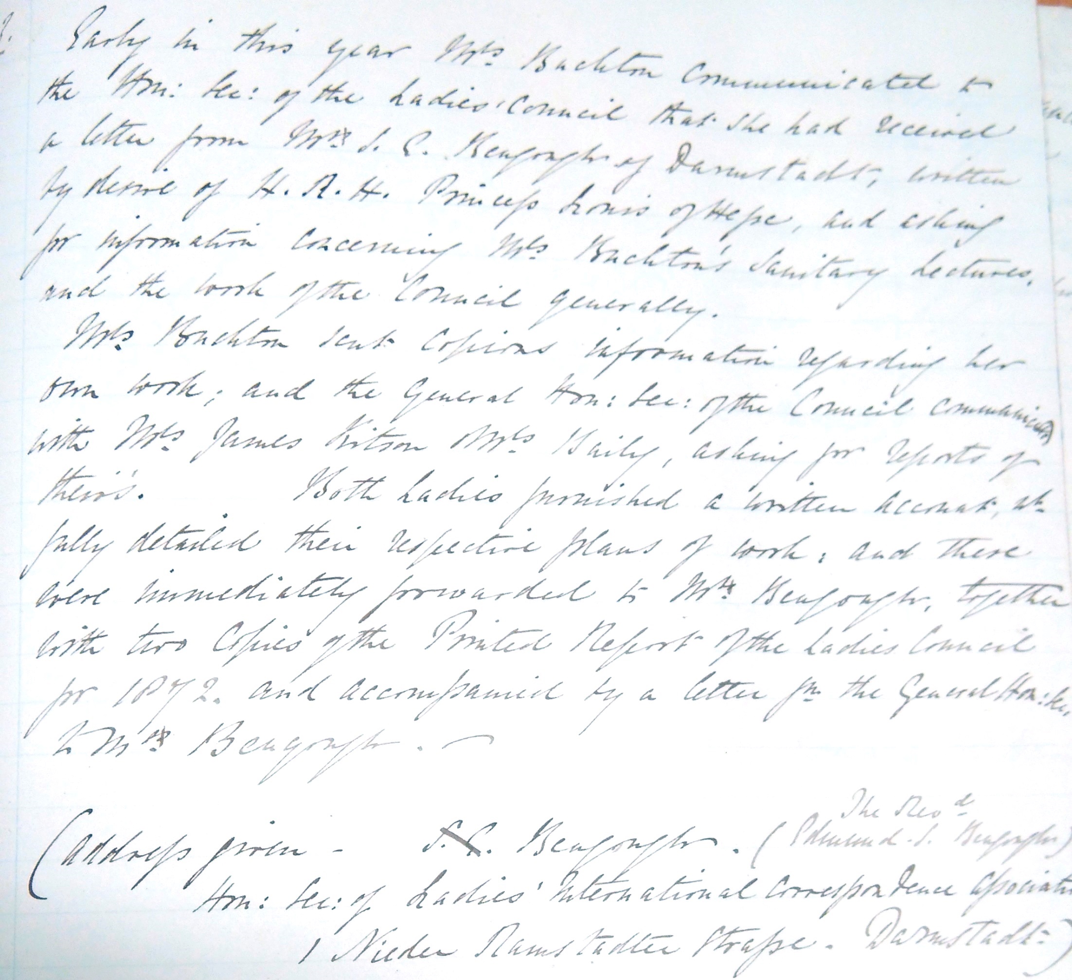 Letter from Princess Louise of Hesse
